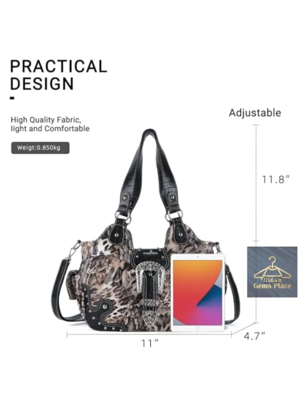 Vegan Leather Hobo Bag Crossbody Shoulder Purse with Metal Studs Large Capacity
